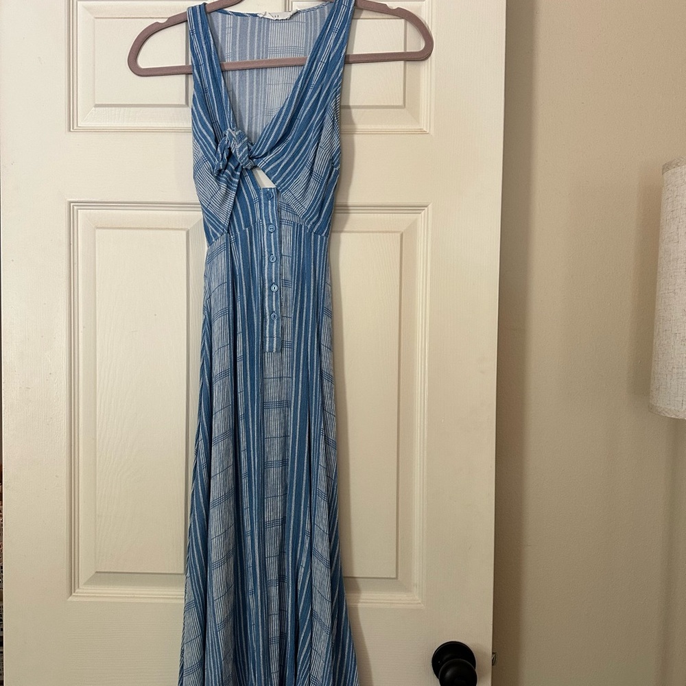 Blue Striped Sleeveless Dress